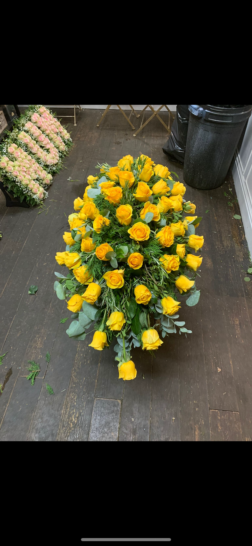 Rose And Eucalypyus Casket Spray