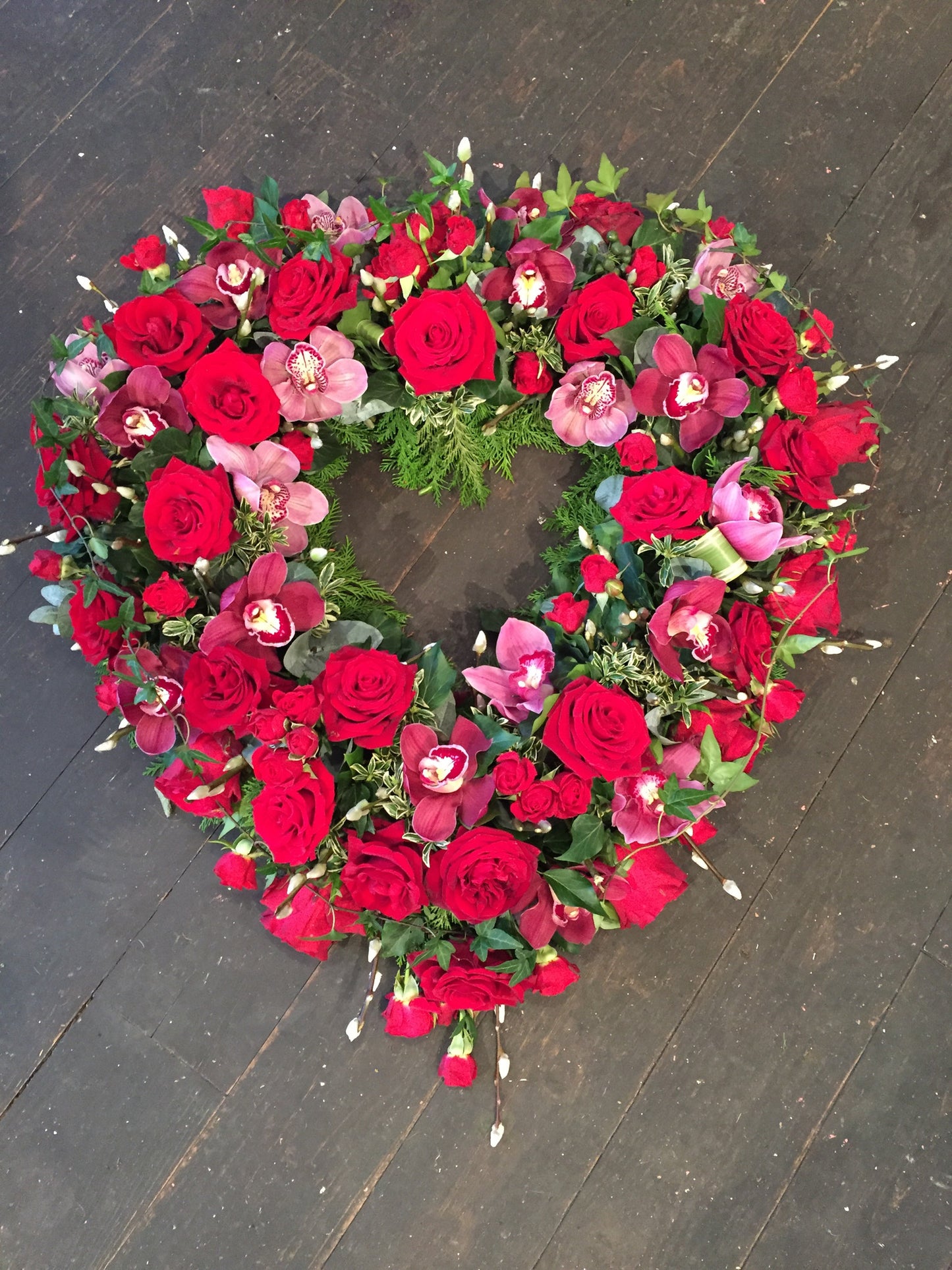 Medium Open Rose And Orchid Heart 186